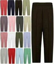 Womens 3/4 Length Stretch Elasticated Waist Trousers Ladies Capri Cropped Pants