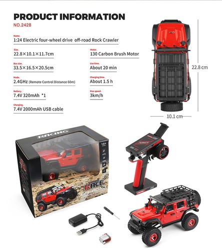 1/24 Scale RC Crawler Wltoys XK 2428 4WD Car 2.4G Off-Road RTR w/ LED Headlight - Picture 2 of 13