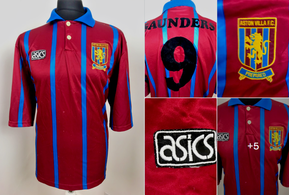 Aston Villa Home football shirt 1993 - 1995 Dean Saunders 9 Asics