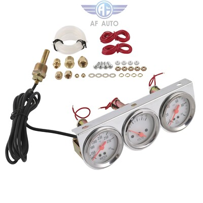#ad Chrome 2#x27;#x27; 52mm Mechanical Triple Gauge Set Water Temp Oil Pressure Volt Meter $25.88