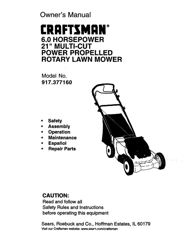 Sears craftsman cheap lawn mower manual
