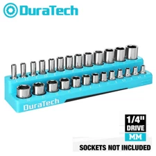 DURATECH Magnetic Socket Organizer 1/4" Drive Metric Sockets Holders Socket Tray