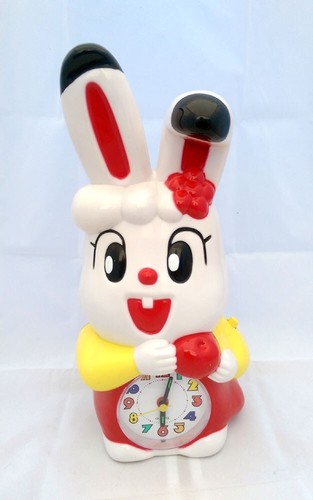 Rare Bunny Rabbit Girl Kids 11" Musical Music Desk Alarm Clock - Picture 7 of 12
