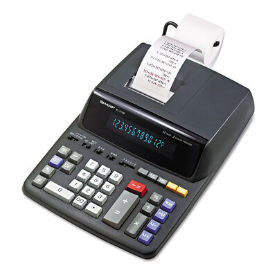 Sharp EL2196BL Two-Color Printing Calculator Black/Red Print 3.7 Lines/Sec