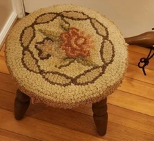 3 Legged Milking Stool Wood W Hooked Cover & Handle Farmhouse Country Farm Decor