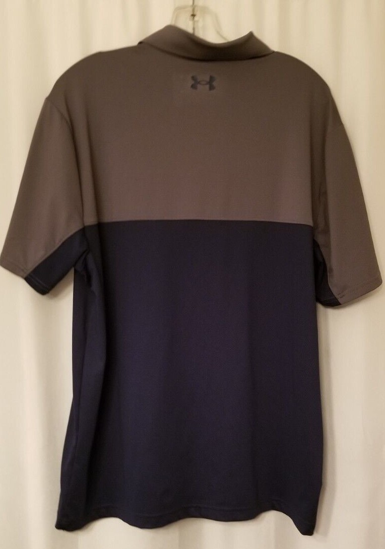 Under Armour Men's Performance Polo Gray Navy Golf Tennis Pickleball Size Large thumbnail 4