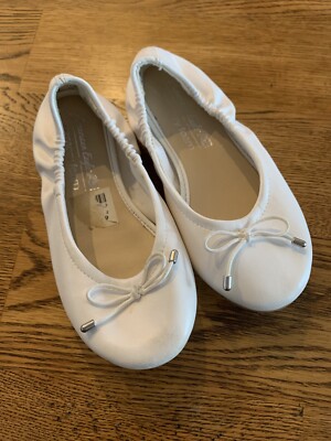 Toddler Girl Size 10 1/2 American Eagle Ballet Slip On White Dance Shoes (CE)