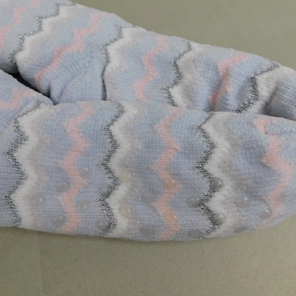 Calcetines deportivos Sherpa forrados de lana antideslizantes hasta la pantorrilla - azul bebé en zig-zag #7363 Foto 2 de 4