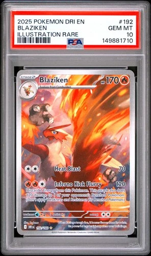 2025 POKEMON DRI EN-DESTINED RIVALS ILLUSTRATION RARE #192 BLAZIKEN PSA 10