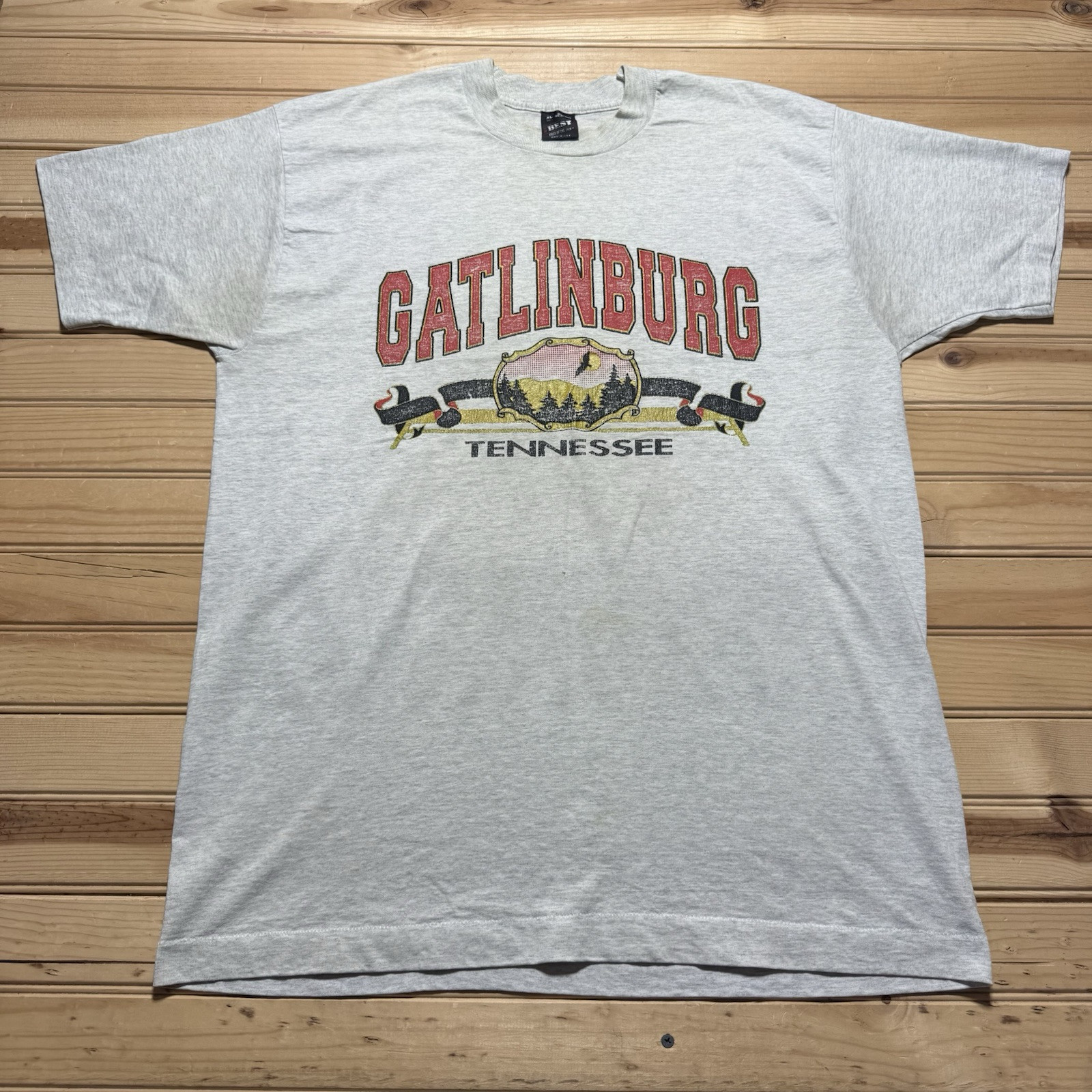 90s Vintage Gatlinburg TN Mountains Distressed Graphic Tee XL  