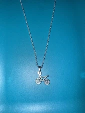 20 inch 925 Sterling Silver cable chain with Bike pendant 10% charity