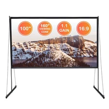 100" 16:9 HD Portable Projector Screen Detachable w/ Stand Outdoor Movie Indoor