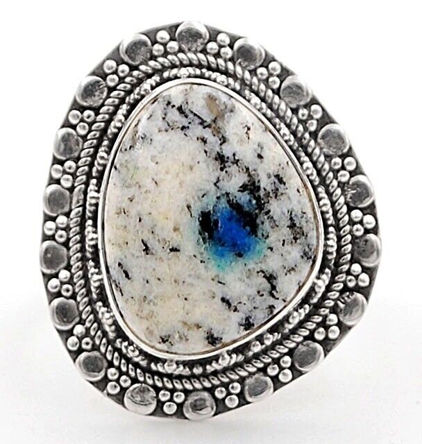 Natural K2 Granite With Azurite 925 Sterling Silver Ring Jewelry Sz 6.5 @9-9