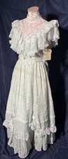 Gunne Sax by Jessica McClintock 1980s Blue Prairie Lace Ruffle Dress 5 New