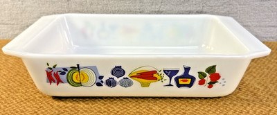 Vintage JAJ Pyrex Fiesta Muster längliche Auflaufform 70er Jahre Made in England