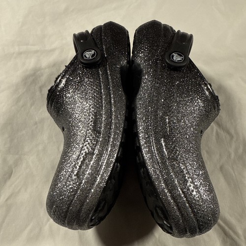 Crocs schimmernde silber Glitzer gefütterte klassische Clogs Dual Comfort W6 M4 - Bild 11 von 17
