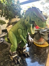 T Rex Toy Dinosaur 14" Lights Sounds. Does not walk for parts miss controller