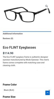 Modo Eyewear ECO Eco-sustainable EyeGlasses, Flint Mens Sz 50-17-40 New Open