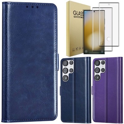 For Samsung Galaxy S23 Ultra 5G Leather Case Wallet Stand Cover Screen Protector