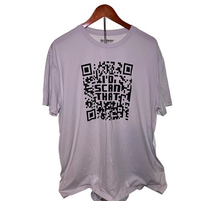 Academy Graphic T-Shirt Mens 2XL Grey QR Code I'd Scan That Tech Humor