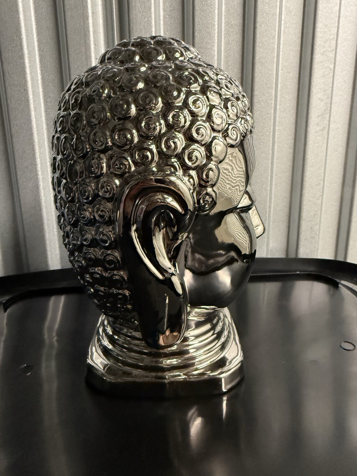 Elegant Silver Buddha Head Statue for Home Decor