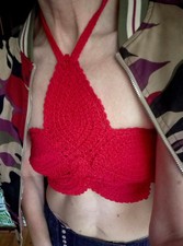 Damen Häkeltop rot, neu