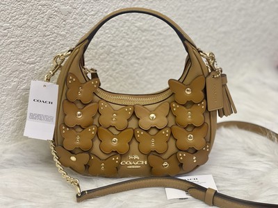 Coach Carmen Mini Crossbody Bag With Butterfly Applique Honey