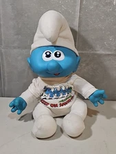RARE 1984 Plush 13" baby BLUE SMURF  Stuffed DOLL & W/ "KEEP ON SMURFIN" SHIRT