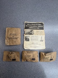 Vtg Firestone Deluxe Champion Tubeless Tire Instructions  With 3 NOS Air Valves