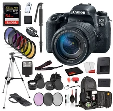 Canon EOS 77D DSLR Camera with 18-135mm Lens  Bundle  SanDisk Extreme Pro 64gb