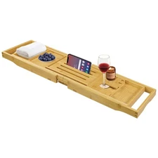 Bamboo Bathtub Tray Expandable Bath Table Tray Bathtub Caddy for Relaxing SPA...