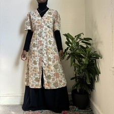 MNG Mango Floral Linen Blend Button-Down Midi Dress size 14