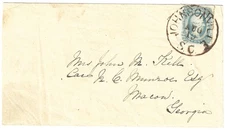 CSA #12, 10c Blue,  brown Johnsonville, SC pmk on Kell correspondence cover