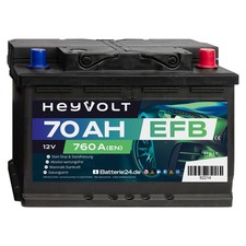 HeyVolt 70Ah 12V 760A/EN EFB Autobatterie Starterbatterie absolut wartungsfrei
