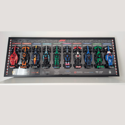 Lego F1 Panoramarahmen & Display 97x35 cm - Speed Champions - Holzrahmen Editio