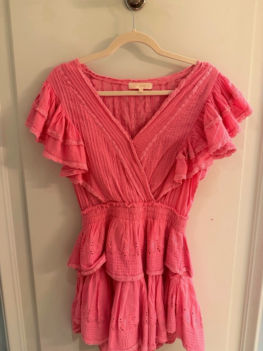 love shack fancy pink lace dress PINK x LoveShackFancy Strapless Lace Mini Dress