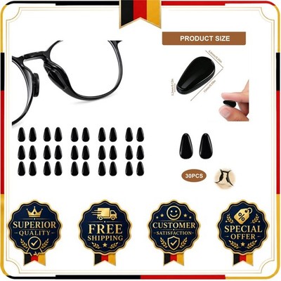 Horktrust Nasenpads Brille Tropfenform 30 Stück Silikon schwarz