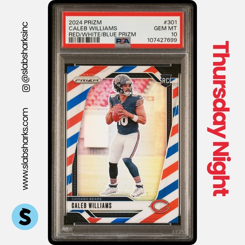 2024 PANINI PRIZM #301 CALEB WILLIAMS RED WHITE BLUE RC ROOKIE PSA 10