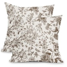 Chinoiserie Pillow Cover 18x18 Inch Set of 2 Vintage 18" x 18" Pack of 2 Tan