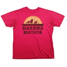 Disney Lion King Hakuna Matata Shirt Mens XL Red Graphic Tee Cartoon Movie