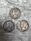 Lot of 3 Mercury Dimes 1942, 1943, 1943S - F-VF EXACT coins pictured -MD12
