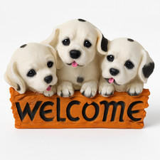 Cute Puppy Welcome Sign Figurine  Dog Showpiece for Home Entrance  Living Room