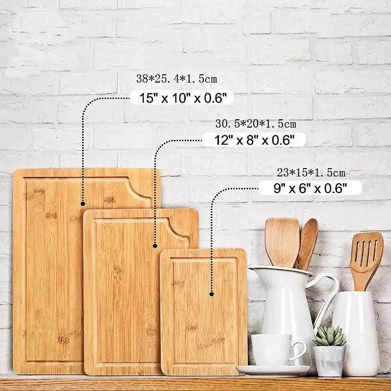 Organic Bamboo Cutting Board Set of 3, Eco-Friendly Dual-Sided Boards with Juice - Image 3 of 4