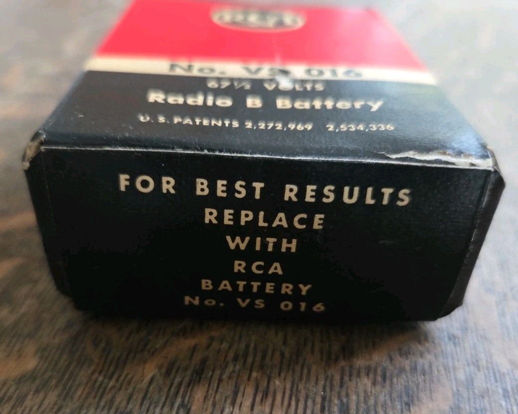 Vintage RCA No. VS 016 67.5 Volt "B" Tube Radio Battery For Display Only