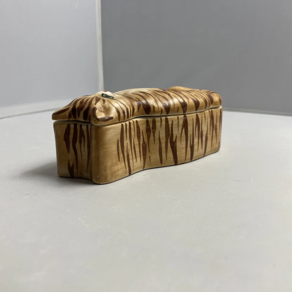 Vintage Orange Kitty Cat Porcelain Trinket Box Signed by Carol Hamly Artist - Image 4 of 4