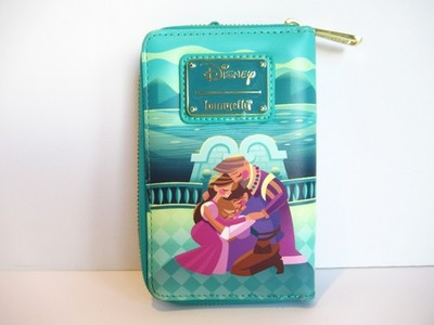 Disney Loungefly Wallet Tangled Princess in Blue and Pink Zipper Pockets
