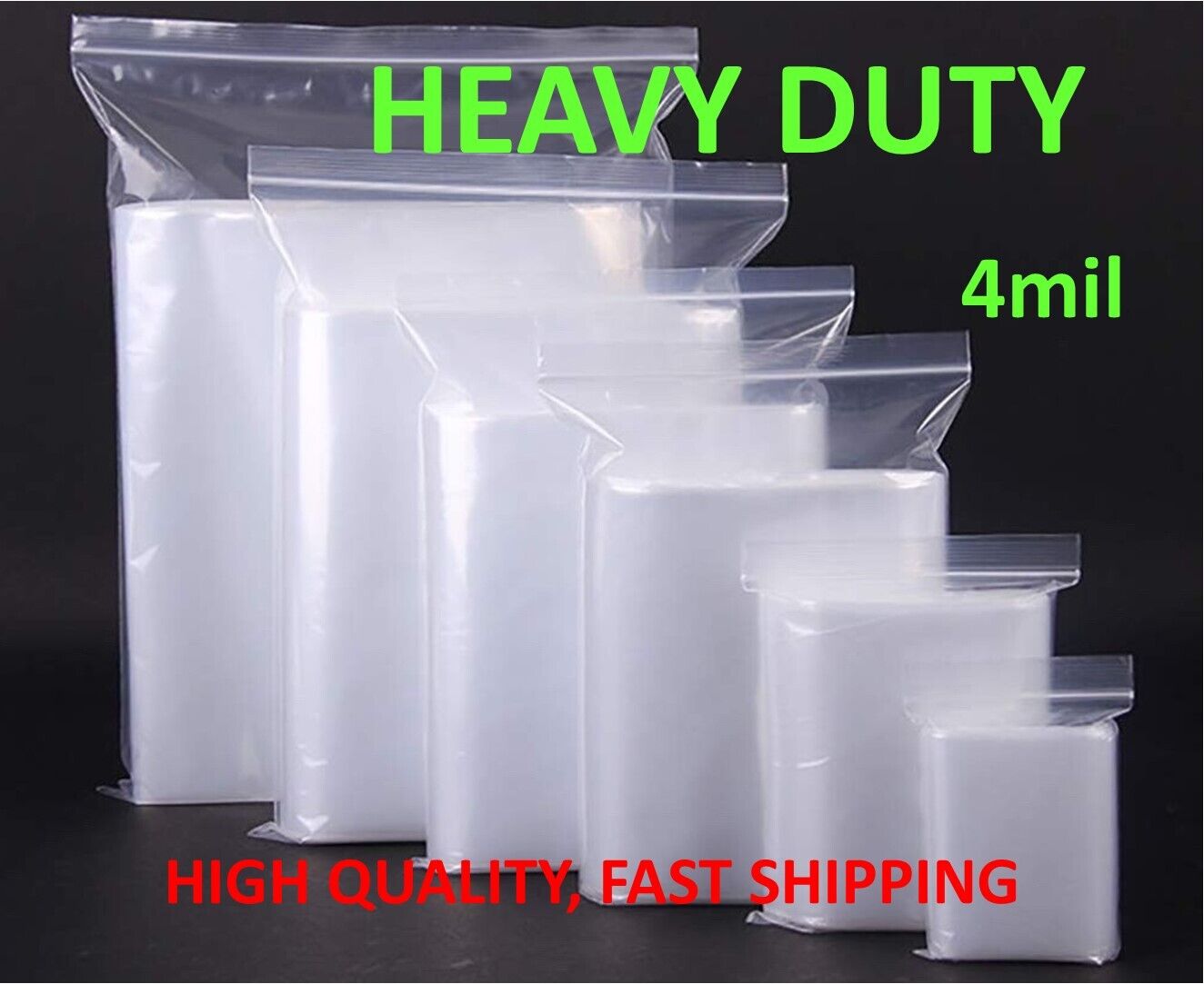 HEAVY DUTY 4 Mil Clear Zip Seal Bags Reclosable Top Lock Plastic Jewelry 4Mil