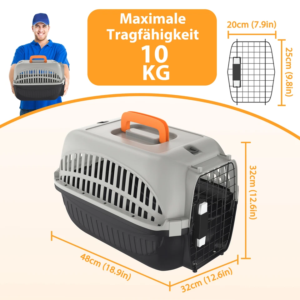 Transportbox Hundebox 48 x 32 x 32 cm Kleintiertransportbox Flugbox Box Max 10kg - Bild 2 von 4