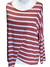 Made In Italy Pink & White Striped Layered Stretchy Tunic Top VGC One Size