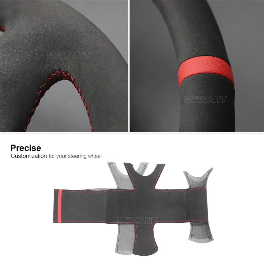 Cubierta de volante de coche de gamuza negra para Alfa Romeo 147 156 Crosswagon 2000-2009 Foto 4 de 4